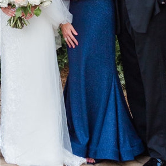 Jovani Stretch Glitter Off the Shoulder Formal Dress - Picture 7 of 16